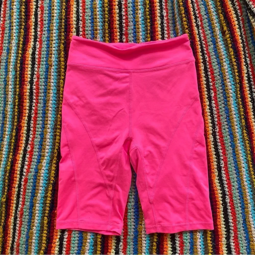 NWOT Free People Movement High Rise Biker Baby Bike Shorts Neon Hot Pink